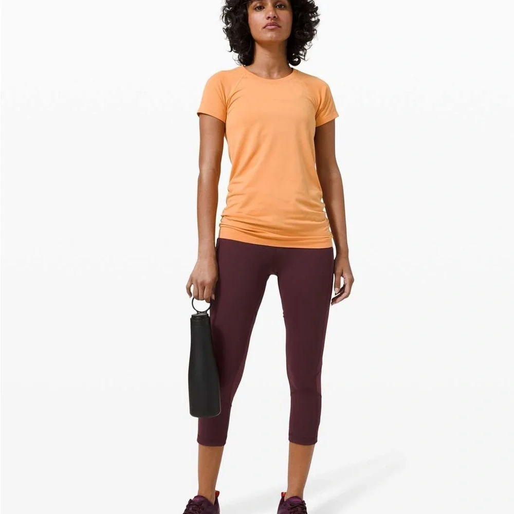 Lululemon Cassis Red Pace Rival High-Rise Mesh Panel Crop 22